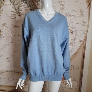 Jos.A.Bank Men's Light Blue V-Neck Sweater 100% cotton grandpa preppy classic XL